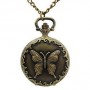 bronze tone butterfly pocket chain necklace watch