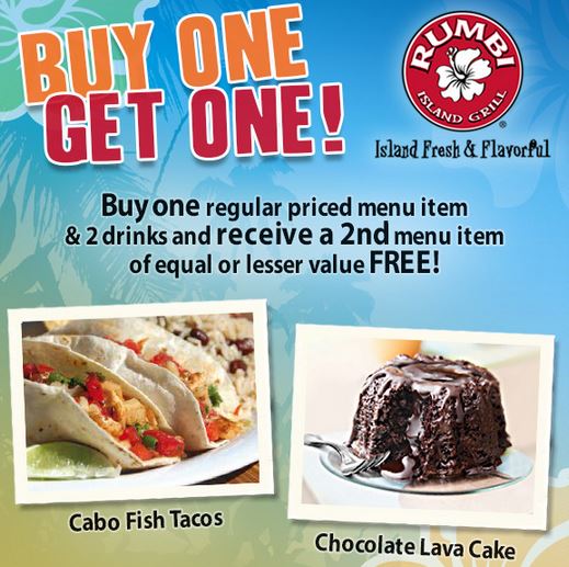 Rumbi Island Grill Buy 1 Get 1 FREE Printable Coupon! Utah Sweet Savings