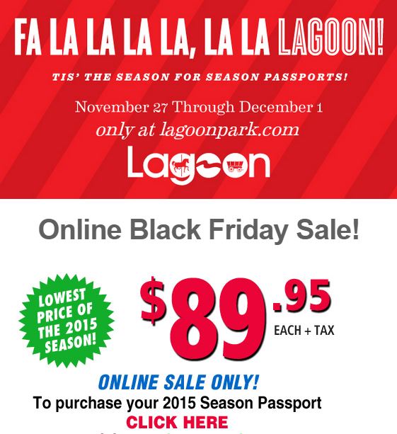 Lagoon Black Friday Sale! Season Passports for 89.95! Lowest Price of