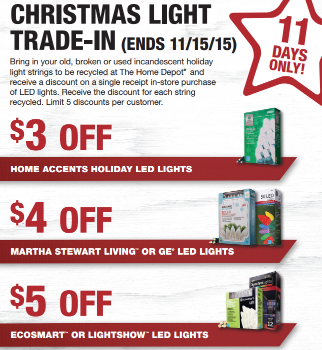 through November 15, take your old holiday light strings to Home Depot ...