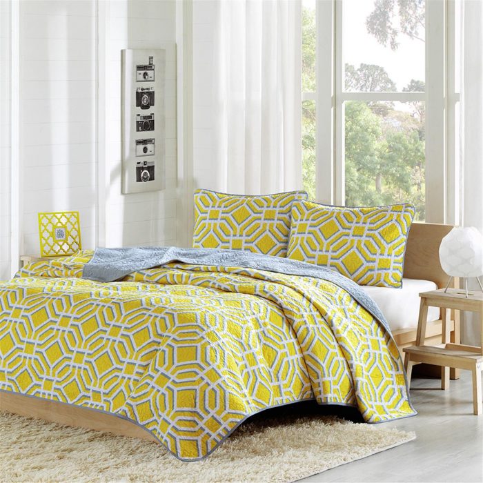 Yellow Geometric Coverlet Set 19.99! Utah Sweet Savings