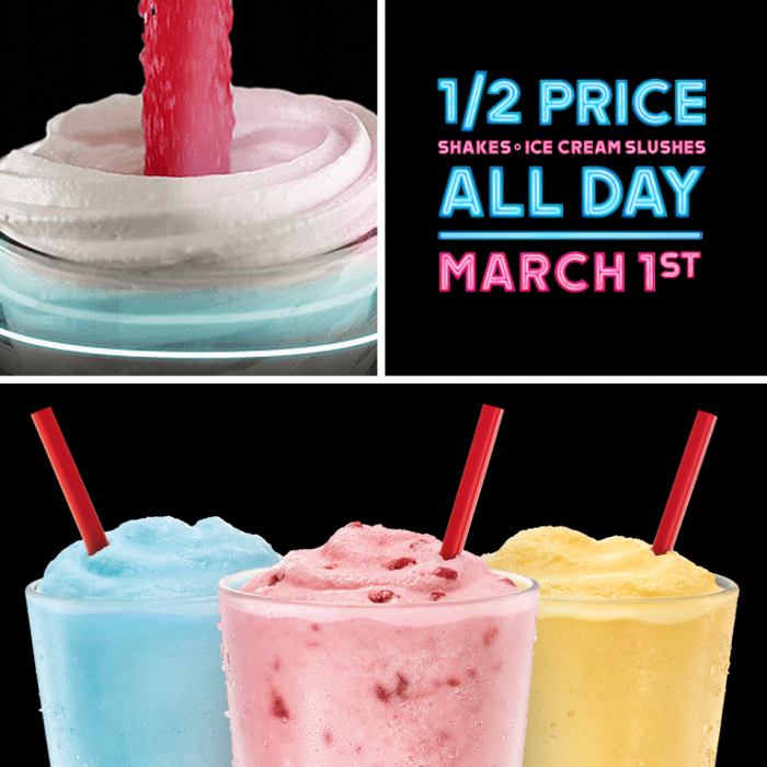 Sonic Drive In 1/2 Price Shakes & Ice Cream Slushes *March 1* Utah
