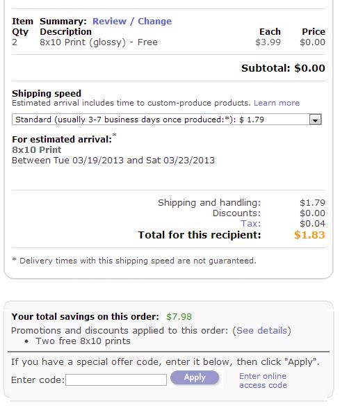 shutterfly free prints