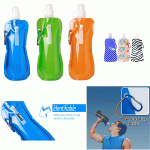 bpa free collapsible water bottle with caribiner