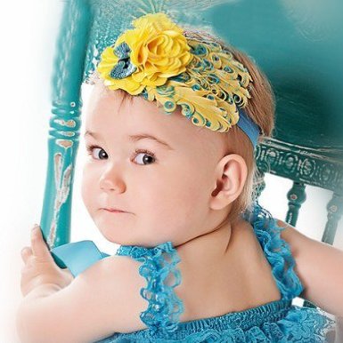 Blue and Yellow Feather Headband