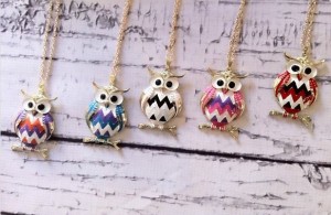 chevron owl enamel necklace
