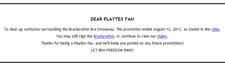 playtex announcement