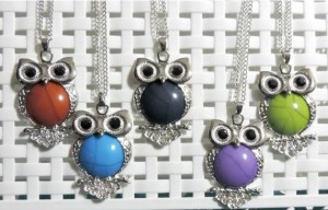 crystal encrusted marble owl necklaces