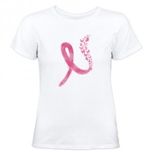 pink ribbon butterflies breast cancer awareness tee