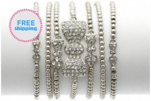 silver stretchy bow bracelet