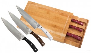 Emeril 3-Piece All-Purpose Steel Knife & Bamboo Cutting Board Set