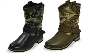 Henry Ferrera Faux Leather Two-Tone Camouflage Boots