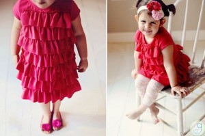 little girl pink or red ruffle dress