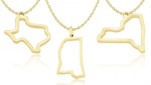 gold plated state pendant necklace