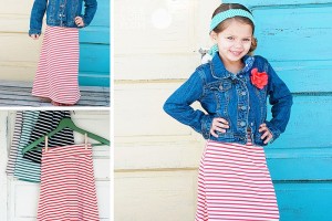 girls stripe maxi skirts