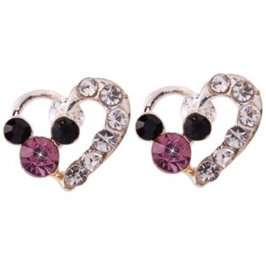 Mickey Mouse Colorful Crystal Inlay Mini Stud Earrings