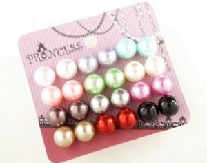 Pack of 12 Pairs 12 Color 10mm Bead Faux Pearl Stud Earrings