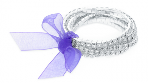 Silver Overlay Swarovski Elements Six Piece Bracelet Set w Purple Bow