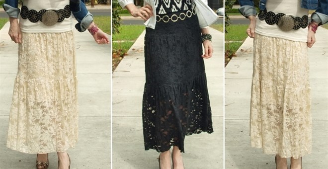 Long Lace Tiered Skirt