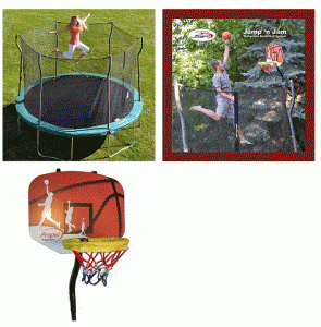 Trampoline with Enclosure and basketball system