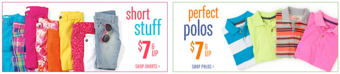 childrens place shorts and polos