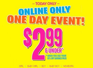 the children's place 2.99 and under