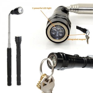Extendable Telescoping Magnetic Pickup Tool w Flex-Head LED Flashlight