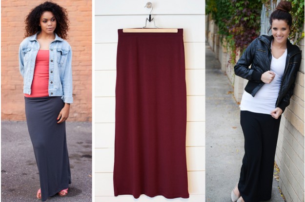 solid maxi skirts