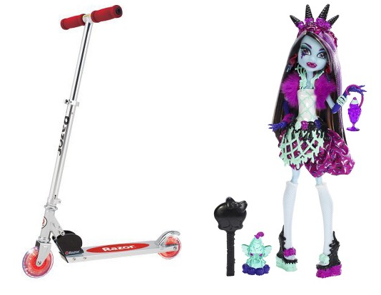Monster High Sweet Screams Abbey Bominable Doll and Razor A Lighted Wheel Kick Scooter - Red