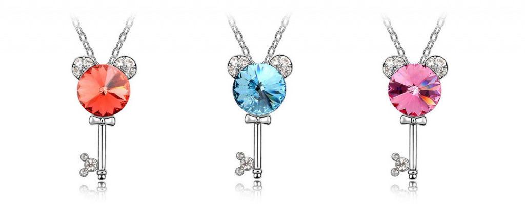 disney pendant key swarovski elements crystal necklace