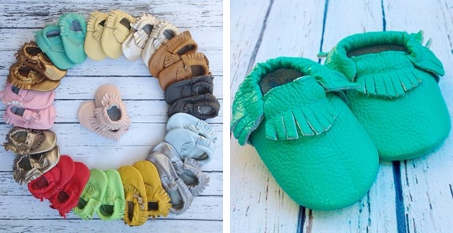 real leather baby moccasins