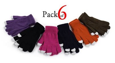 6 Pack Touch Screen Gloves for Smartphones - Assorted Touchscreen Gloves for Women
