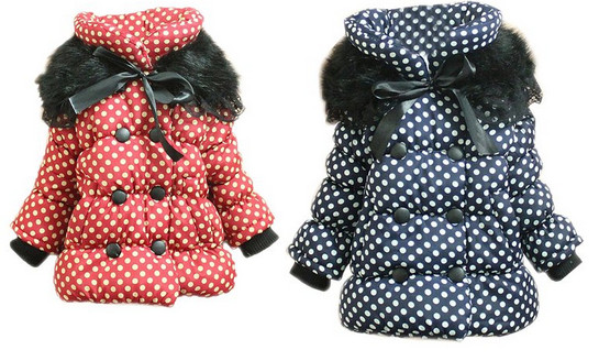 Baby Girls Kids Polka Dot Winter Parka Jacket Coat Snowsuit