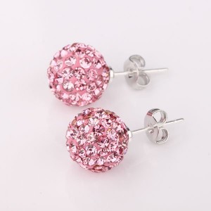Pink Shamballa Crystal Studs