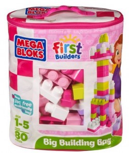 Mega Bloks First Builders Big Building Bag, 80-Piece (Pink)