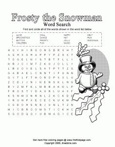 frosty the snowman word search