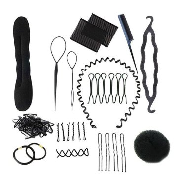 Bun Maker Roller Braid Twist Elastics Pins Hair Design Styling Tools Kit