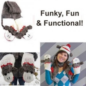 World Famous Sock Monkey Scarf with Built-In Mittens