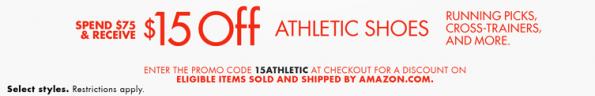 amazon $15 off athletic shoes