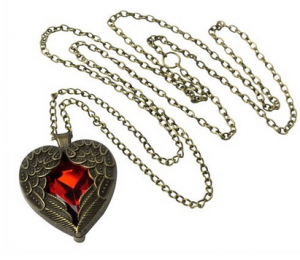 vintage red heart necklace