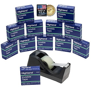 3M Highland Desktop Tape Dispenser and 12 Rolls Invisible Tape - 1 for $14 or 2 for $25
