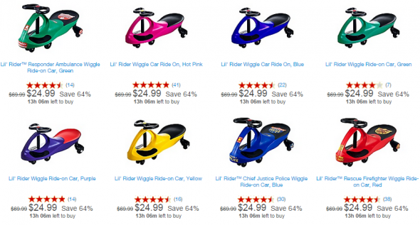 staples lil rider wiggle ride-on cars