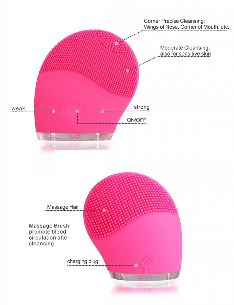 Sonic Facial Cleansing Silicone Brush more