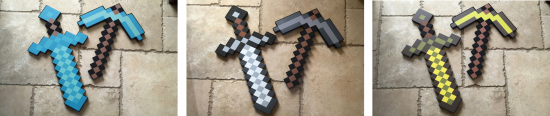 minecraft sword and pixaxe