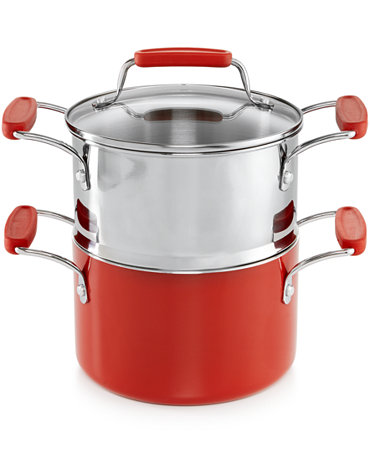 Martha Stewart Collection Cookware Plus 3-Qt. Covered Saucepan with Double Boiler