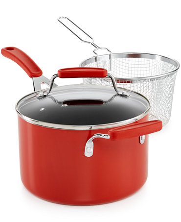 Martha Stewart Collection Cookware Plus 4-Qt. Covered Saucepan with Fryer Basket