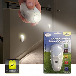 3-IN-1 Automatic Night Light with Recharging Battery Backup and Flashlight Feature