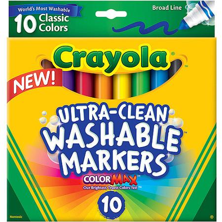 Crayola Ultra Clean Classic Broad Line Marker, 10-Count