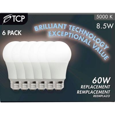 60W Equivalent Daylight (5000K) A19 Non-Dimmable LED Light Bulb (6-Pack)