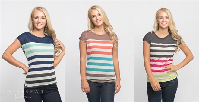 Colorblock Striped Tops